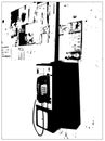 Illustrationo of a public telephone in asia. black and white colors Royalty Free Stock Photo