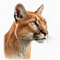 Illustration of a Puma, Cougar, Mountain Lion on a White Background - Ai Generative Royalty Free Stock Photo