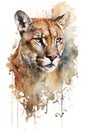 Illustration puma in watercolor. Animal on a white background, generative AI