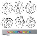 Illustration of pumpkins for coloring book Royalty Free Stock Photo