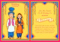 Couple on Indian Wedding invitation template background Royalty Free Stock Photo