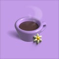 Illustration of a purple cup of coffee on a purple background. Royalty Free Stock Photo