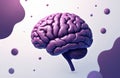 Illustration of purple human brain intelligence, creativity. Decorative design with abstract shapes, dots represents mind, Royalty Free Stock Photo