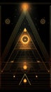an illustration of a pyramid with glowing lights on it Royalty Free Stock Photo