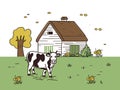 Illustration of Quaint Byre - Charming Barn Scene on the Farm Royalty Free Stock Photo