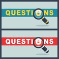 Questions word with magnifier concept Royalty Free Stock Photo