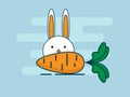 Illustration of rabbit with carrot flat design