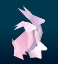 Illustration of rabbit family. Couple origami hare with baby. Paper Zoo Royalty Free Stock Photo