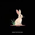Illustration of a rabbit sitting on a patch of grass against Royalty Free Stock Photo