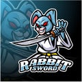 Rabbit sword esport logo mascot design