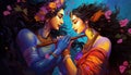 illustration of radha krishna in love image