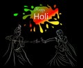 Illustration of Radha and Lord Krishna playing Holi