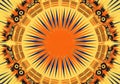 Illustration of radial pattern with orange center and owllike figures Royalty Free Stock Photo