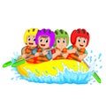 Rafting team splashing the waves Royalty Free Stock Photo