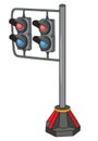 Illustration Railway Traffic Light. Semaphore. Cartoon