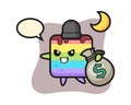 Illustration of rainbow cake cartoon is stolen the money