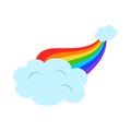 Illustration with rainbow and clouds on white background