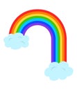 Illustration with rainbow and clouds on white background