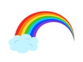 Illustration with rainbow and clouds on white background