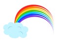 Illustration with rainbow and clouds on white background