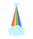 Illustration with rainbow and clouds on white background