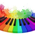 Illustration of rainbow colored piano keys, musical notes Royalty Free Stock Photo