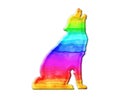 Illustration of a rainbow-colored wolfisolated on a white background Royalty Free Stock Photo