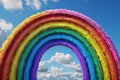 Rainbow curved arch, simple style, white background, no shadow in the middle of the picture, no gradient color, d flat design, si