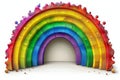 Rainbow curved arch, simple style, white background, no shadow in the middle of the picture, no gradient color, d flat design