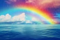 illustration of rainbow over the ocean. Generative AI