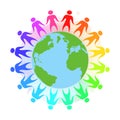 Illustration of rainbow people holding hands Royalty Free Stock Photo