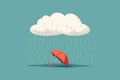 Illustration of raindrops falling from a cloud raining on an umbrella Royalty Free Stock Photo