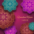 Ramadan Kareem greeting card with colorful arabic design patterns Royalty Free Stock Photo