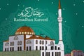 Illustration of Ramadan kareem and mubarak. beautiful of Mosque sketch and arabic islamic calligraphy.traditional greeting card Royalty Free Stock Photo