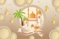 Illustration of Ramadan kareem and Ramazan mubarak with colorful desert