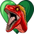 vector illustration of Raptor head with heart sign