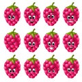 Raspberry with different emoticons