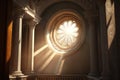 Illustration rays of sunlight in the temple window