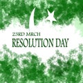 23rd march resolution day with white moon and star having splash of paint