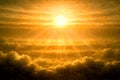 Illustration realistic of cloudspace with sun. Royalty Free Stock Photo