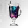 Vector illustration of realistic cocktail irish coffee glass with space background inside