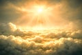 Illustration realistic dramatic of cloudspace with sun. Royalty Free Stock Photo