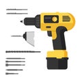 Illustration realistic hammer-drill on flat design Royalty Free Stock Photo