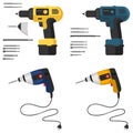Illustration realistic hammer-drill on flat design Royalty Free Stock Photo
