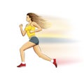 Illustration of a realistic sports running girl on