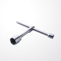 Realistic steel socket wrench on white