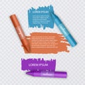 Illustration with realistic Wax Pencils, with highlighter elements and speech bubbles on transparent background. Vector eps 10 Royalty Free Stock Photo