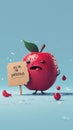 Illustration of a red apple with a shield- I\'m delicious