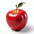 Red apple with water droplets on white background,  Isolated Royalty Free Stock Photo