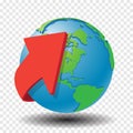 Red Arrow around Globe- vector illustration Royalty Free Stock Photo